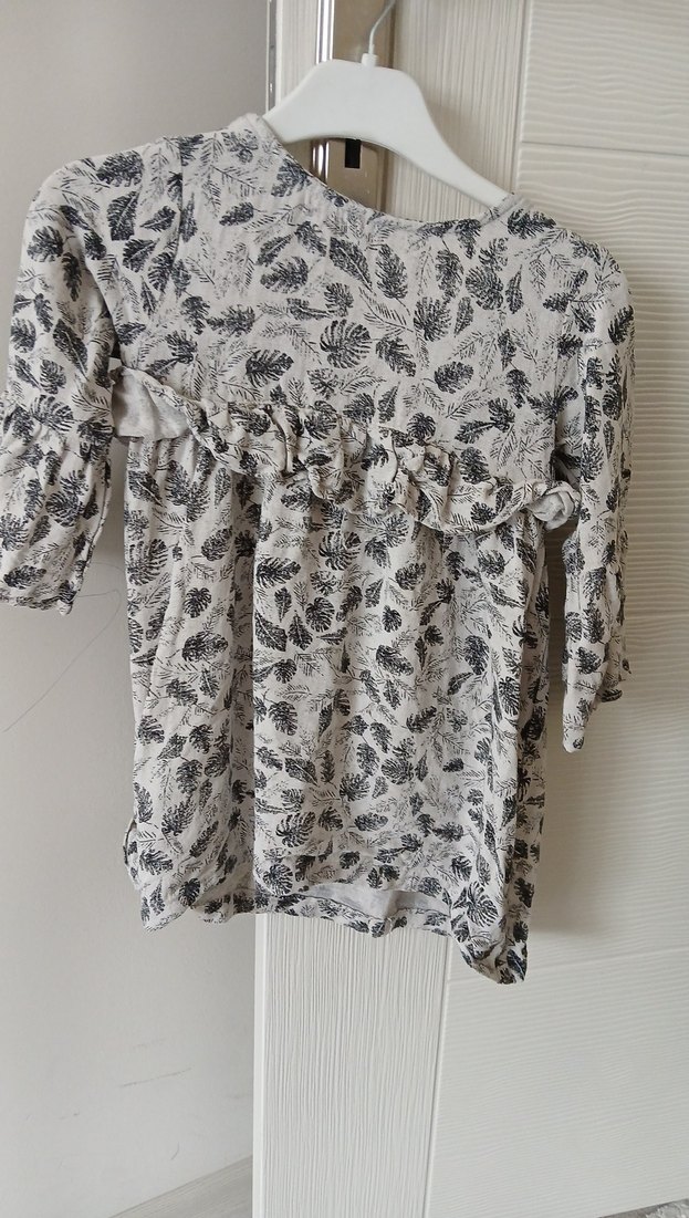 Düğmeli V Yakalı Hamile Keten Bluz - Görsel 2