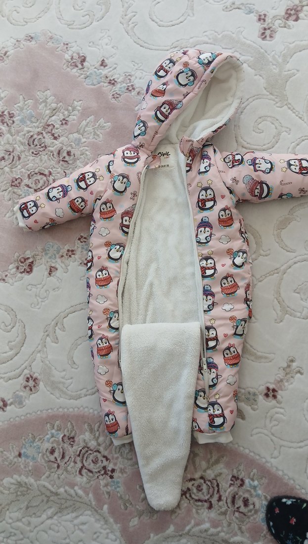 Renkli Baskılı Kürklü Bebek Tulumu - Görsel 3