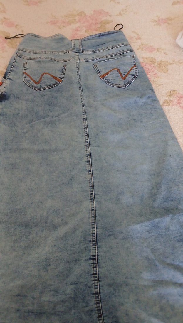 Düğmeli Midi Kot Etek - Görsel 3