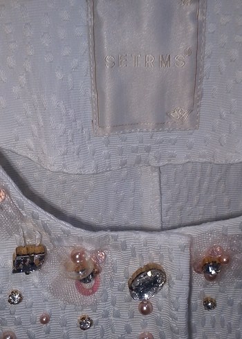 Beyaz Nakışlı Uzun Kollu Kadın Sabahlık - Görsel 3