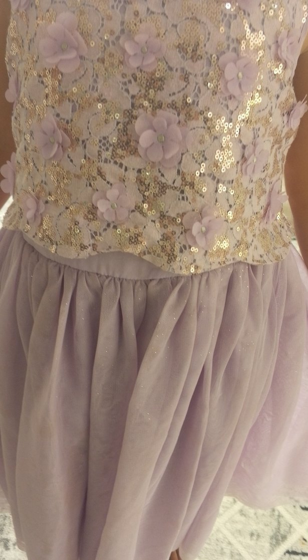 Kız Çocuk Pastel Mor Dantel Detaylı Elbise - Görsel 2