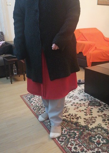 Gri Örgü Triko Hamile Kaban - Görsel 4