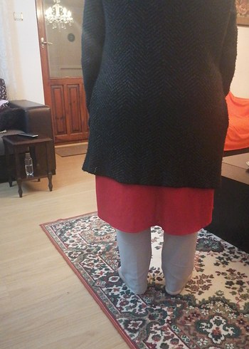 Gri Örgü Triko Hamile Kaban - Görsel 3