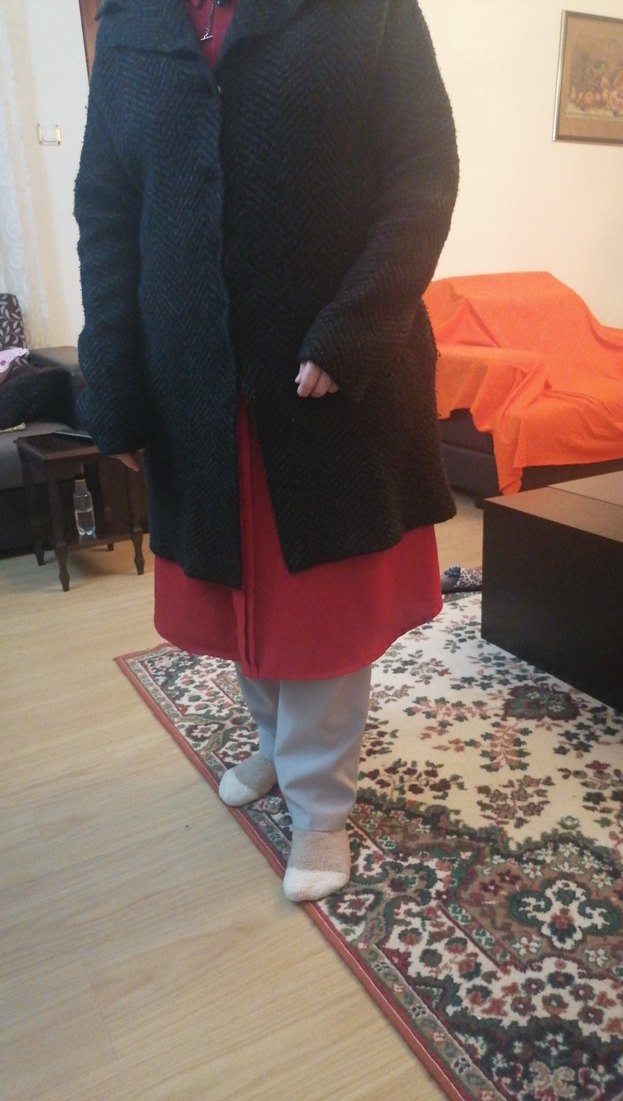 Gri Örgü Triko Hamile Kaban - Görsel 4