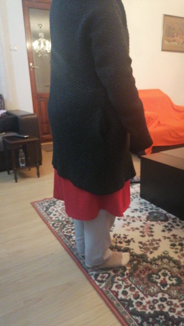 Gri Örgü Triko Hamile Kaban - Görsel 2