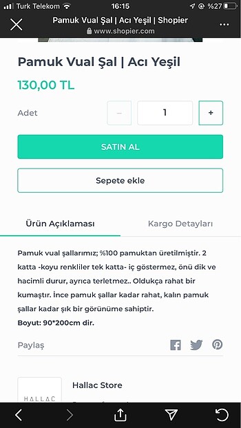 Beden yeşil Renk Kalınn pamuk vual şal