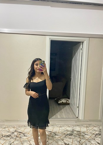 Siyah Straplez Midi Mini Elbise