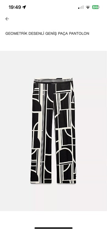 Zara etiketli desenli pantolon