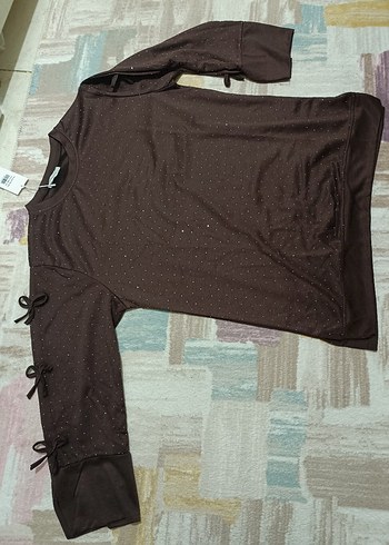 Destina Oysho Kumaş Kahverengi Uzun Kollu Tunik - Görsel 4