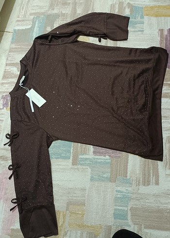 Destina Oysho Kumaş Kahverengi Uzun Kollu Tunik - Görsel 3