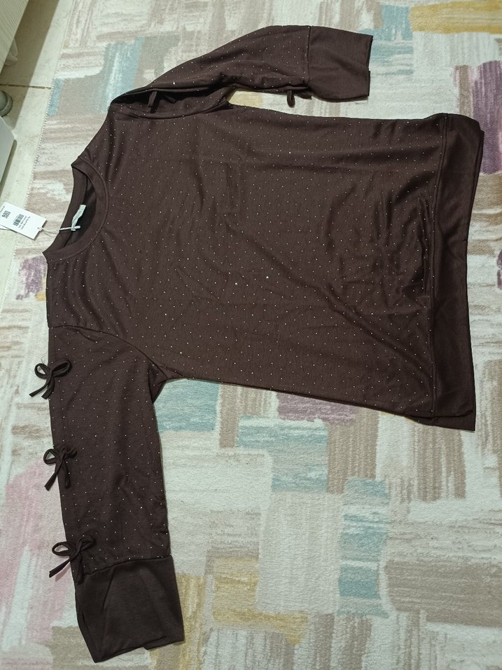 Destina Oysho Kumaş Kahverengi Uzun Kollu Tunik - Görsel 4