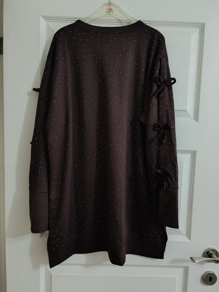 Destina Oysho Kumaş Kahverengi Uzun Kollu Tunik - Görsel 2