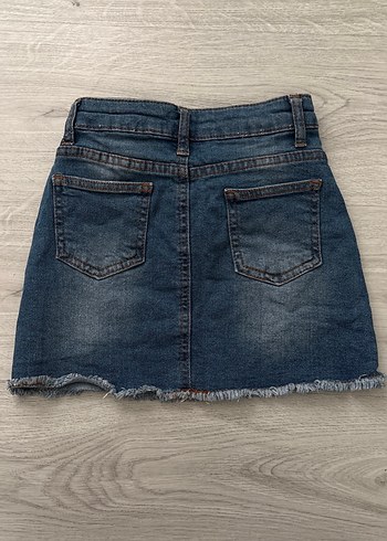 Koyu Mavi Kız Denim Mini Etek - Görsel 2