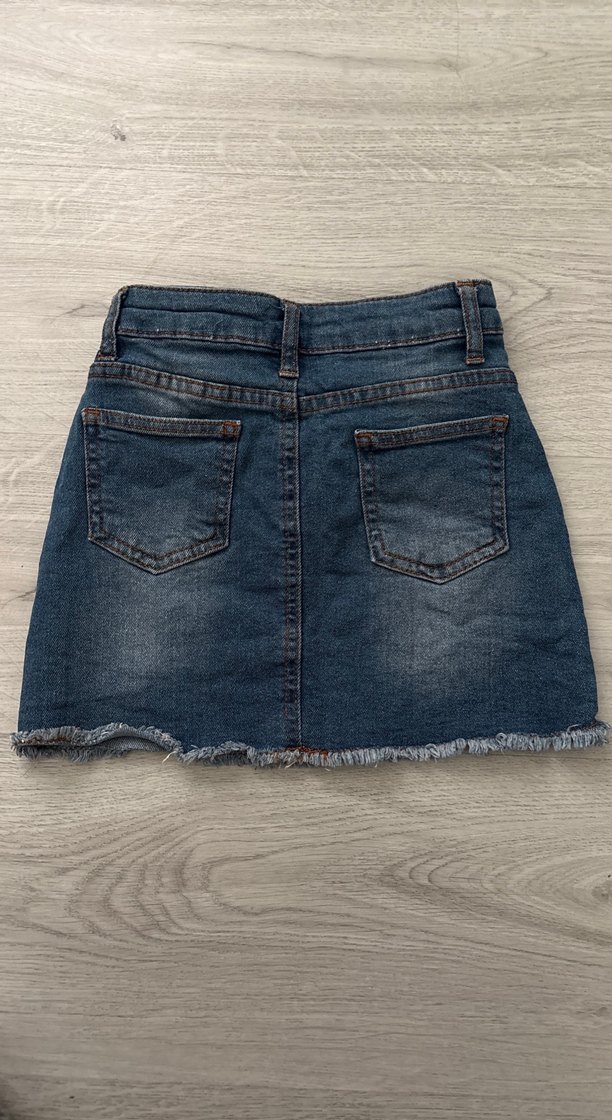 Koyu Mavi Kız Denim Mini Etek - Görsel 2