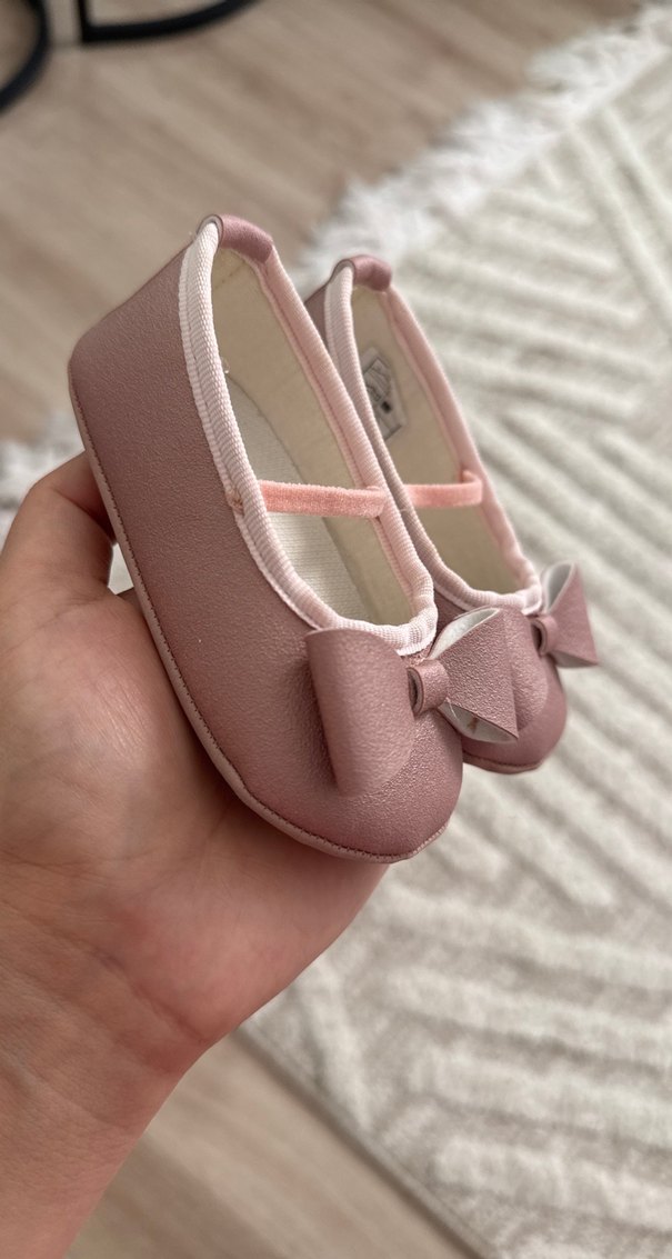 Pembe Fiyonklu Kız Çocuk Babet Ayakkabı - Görsel 2