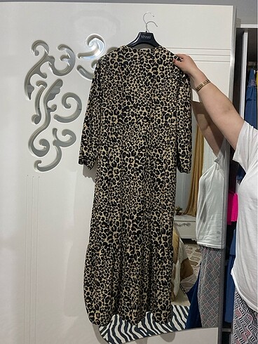 xl Beden kahverengi Renk Xl beden leopar elbise