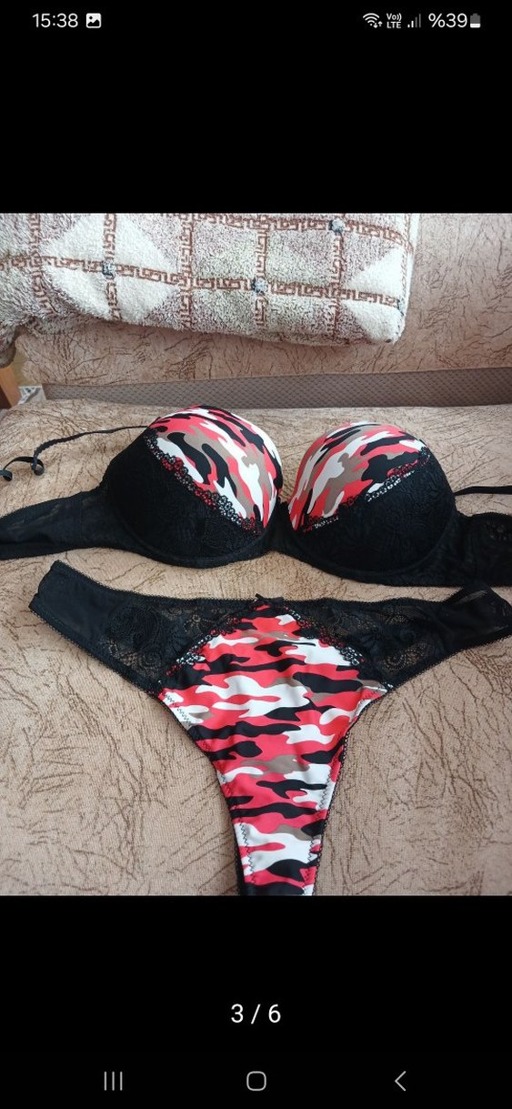 Kırmızı Kamuflaj tangalı takım 95 C yeni - Görsel 3