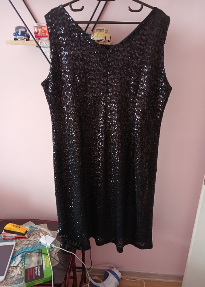 Abiye siyah  44 46  beden uyumlu etiketli yeni hiç giyilmedi - Görsel 4