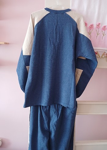 Mavi Gri Erkek kışlık Pijama Takımı yeni etiketli - Görsel 2