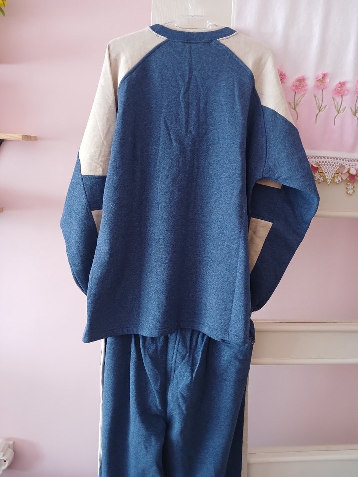 Mavi Gri Erkek kışlık Pijama Takımı yeni etiketli - Görsel 2