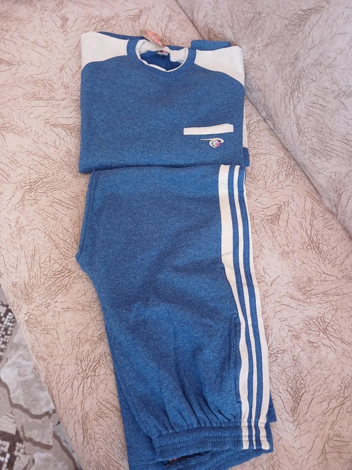 Mavi Gri Erkek kışlık Pijama Takımı yeni etiketli - Görsel 4