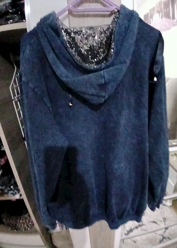 50 Beden 5xl kot mavisi kapşonlu alt üst eşofman takımı yeni