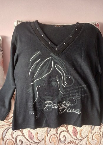 Uzun Kollu Siyah V Yaka Triko Kazak 44 46 beden uyumlu yeni - Görsel 4