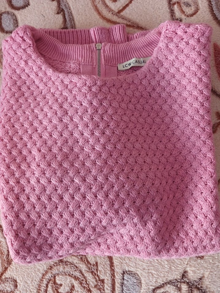 lcwaikiki 44 46 beden Pembe Örgü Kadın Kazak yeni - Görsel 5