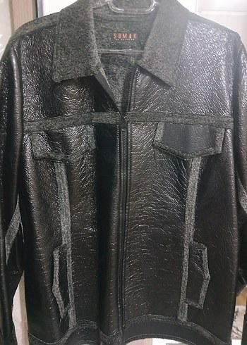 Siyah Deri Midi Ceket - Görsel 3