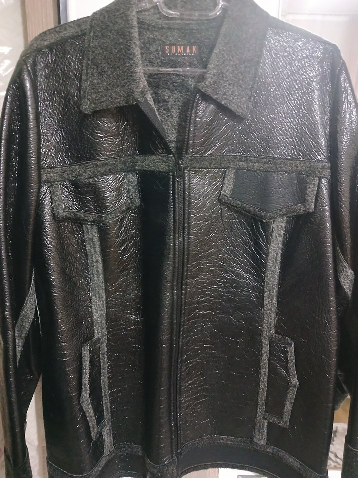 Siyah Deri Midi Ceket - Görsel 3