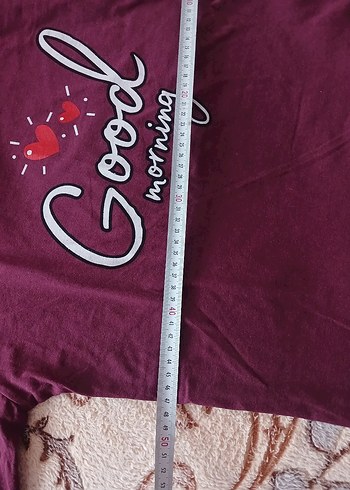 Bordo Desenli Kadın Pijama Takımı, Uzun Kollu - Görsel 4