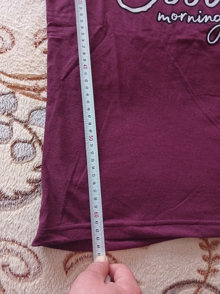 Bordo Desenli Kadın Pijama Takımı, Uzun Kollu - Görsel 3