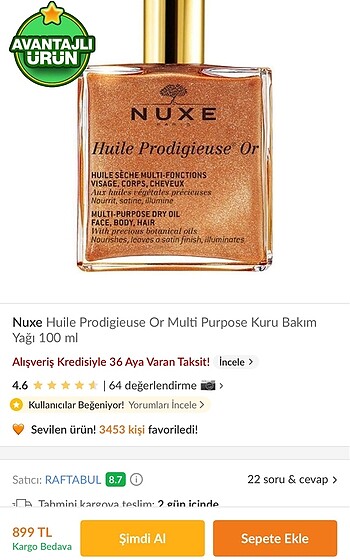  Beden Renk Nuxe simli yağ