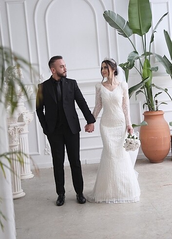 34 Beden beyaz Renk Gelinlik