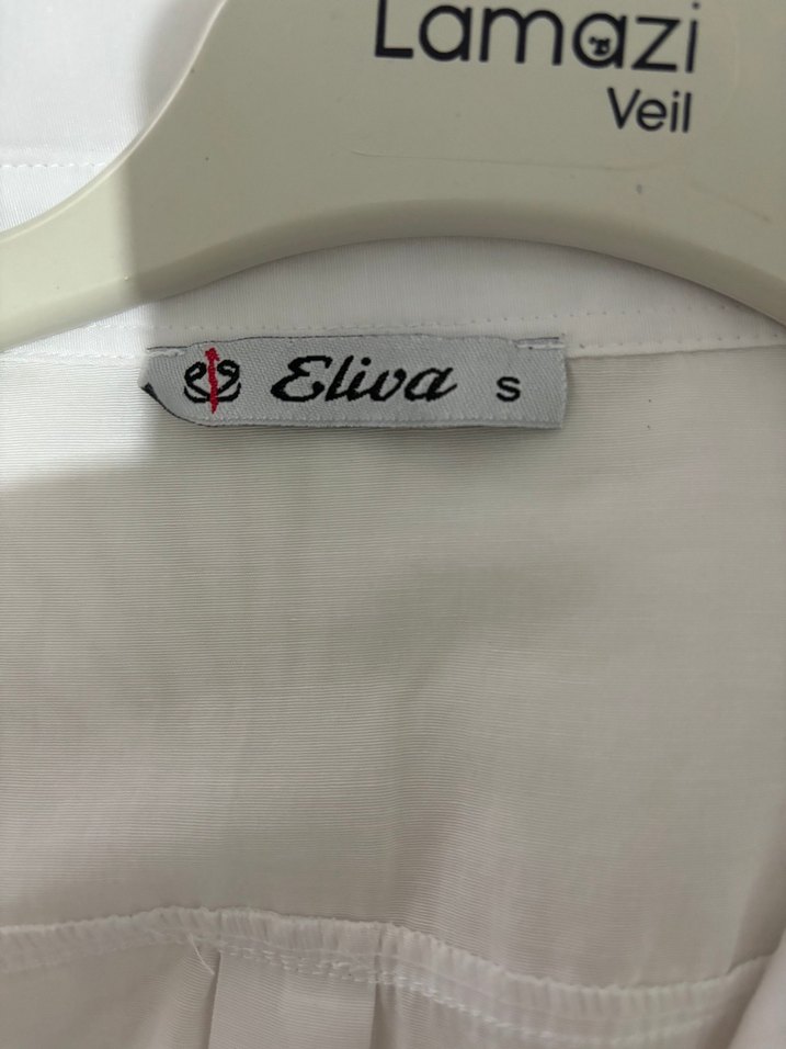 Düğmeli Beyaz Keten Midi Kadın Gömlek - Görsel 3