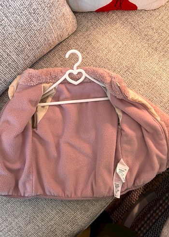 Kız Çocuk Pembe Kürklü Rahat Mont - Görsel 6