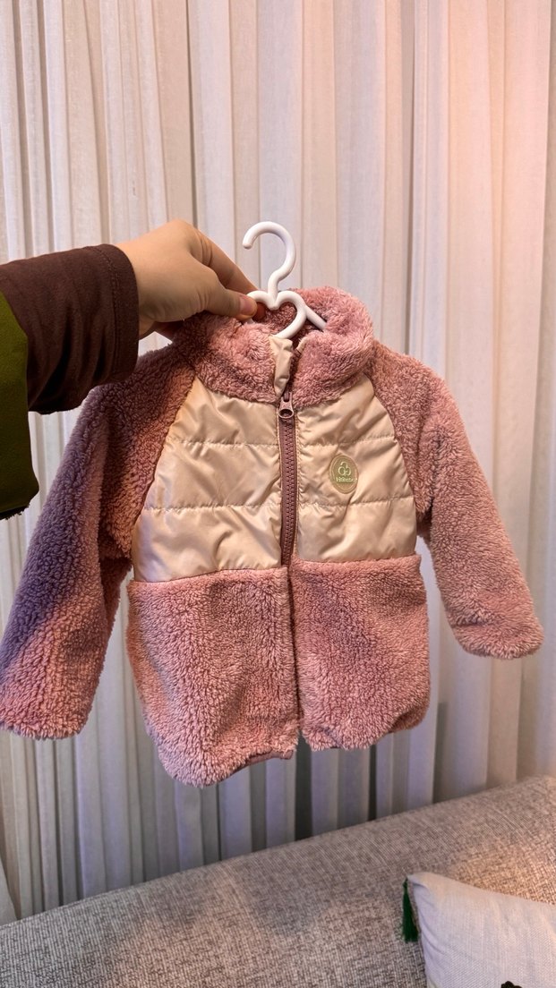 Kız Çocuk Pembe Kürklü Rahat Mont - Görsel 3