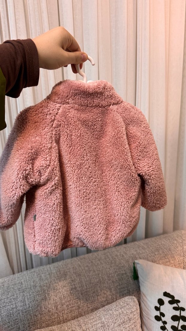 Kız Çocuk Pembe Kürklü Rahat Mont - Görsel 4