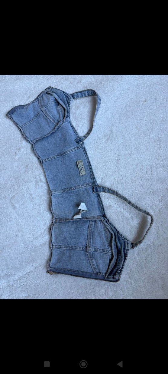 Kadın Mavi Denim Mini Bustiyer - Görsel 4