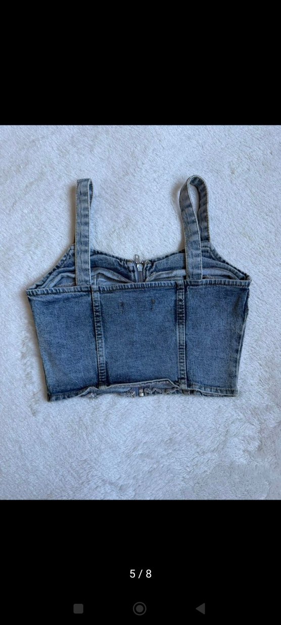 Kadın Mavi Denim Mini Bustiyer - Görsel 5