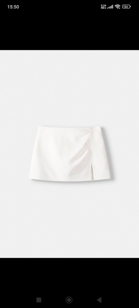 Beyaz Mini şortlu Yırtmaçlı etek - Görsel 2