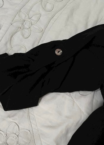 Zara Siyah Uzun Kollu Düğmeli Keten Elbise