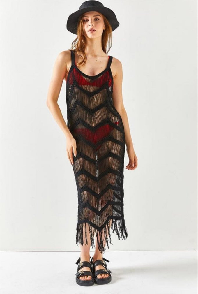 Siyah Dantel Detaylı Bohem Uzun Pareo - Görsel 4