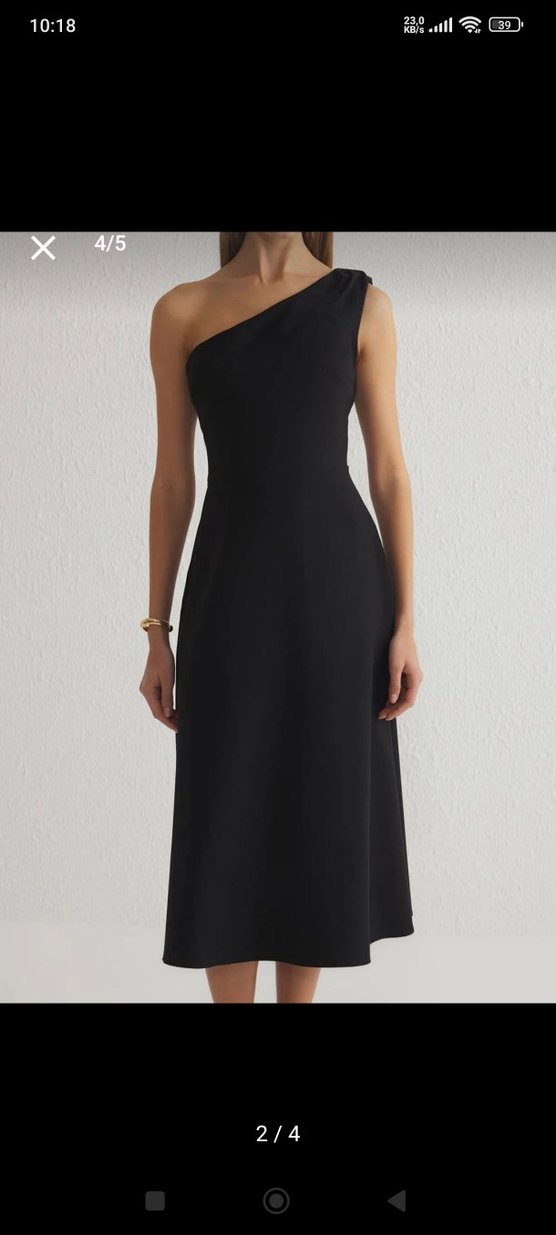 Siyah Tek Omuzlu Uzun Elbise - Görsel 2