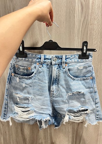 Kadın Mavi Mini Denim Şort