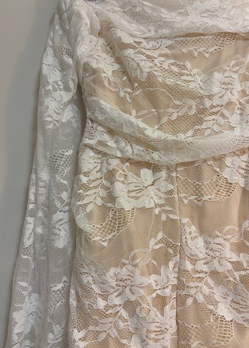 Dantel Detaylı Mini Beyaz Kadın Tulum - Görsel 2