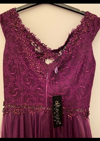 Bordo V Yaka Uzun Abiye Elbise - Görsel 4