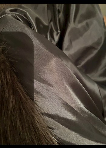 Gri Kadın Kürklü Midi Ceket - Görsel 5