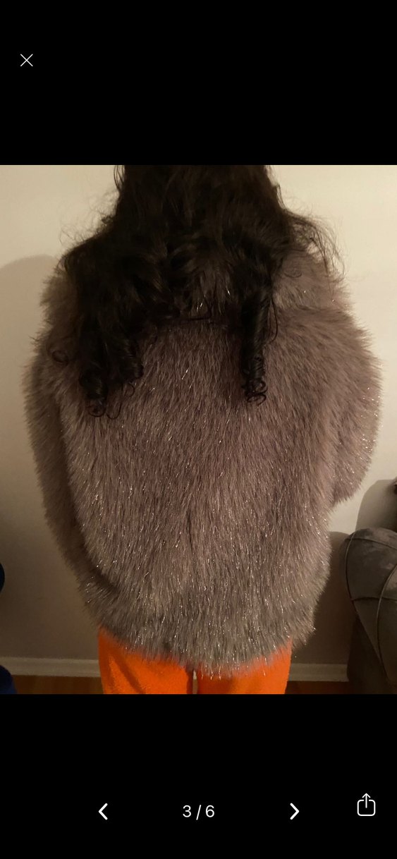 Gri Kadın Kürklü Midi Ceket - Görsel 3