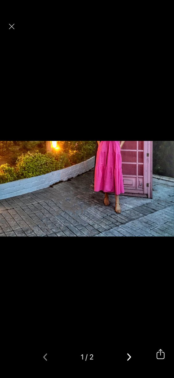 Pembe Pamuklu Salaş Midi Etek - Görsel 2